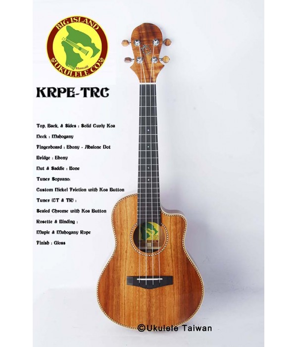 【台灣烏克麗麗 專門店】 Big Island ukulele 烏克麗麗 KRPE-TRC 全單板夏威夷木琴款 (空運來台)